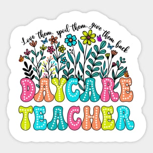 Daycare Teacher Wildflower Groovy Teacher Back to School Sticker